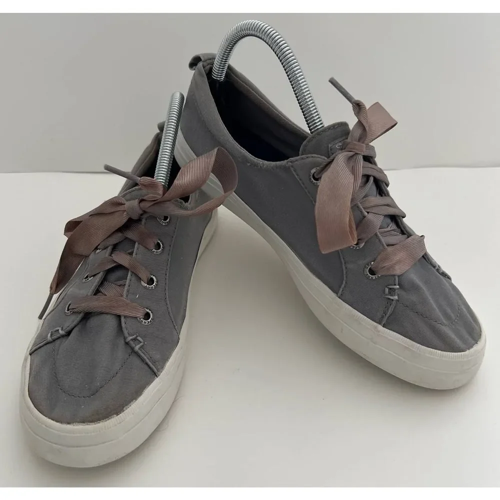 Sperry Top Sider‎ Ribbon Laced Boat Sneakers Gray Women's 8.5